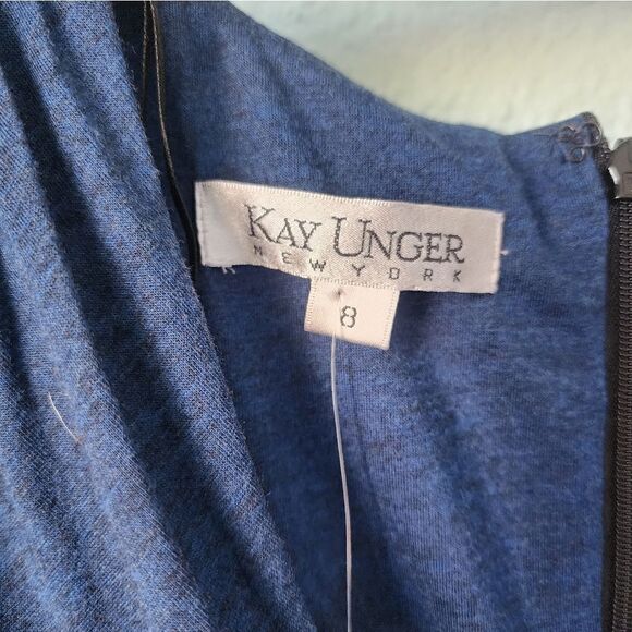 Kay Unger faux wrap ruched side and back midi dress - Picture 4 of 15